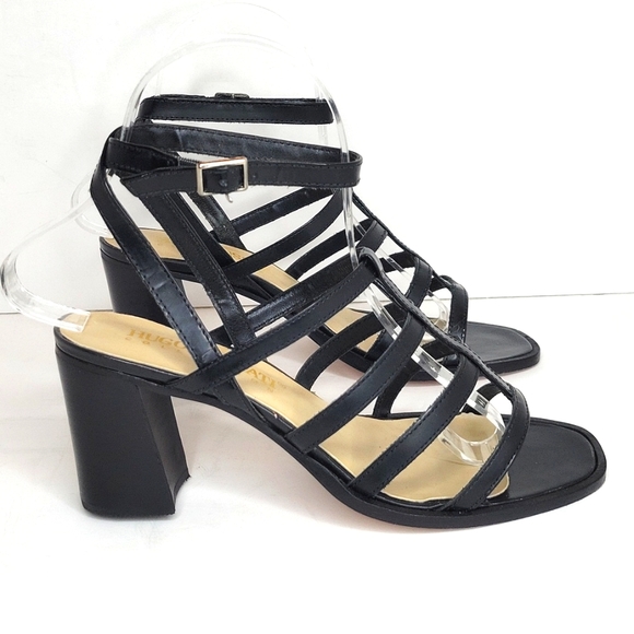 Black Leather High Heel Sandals Ankle Strap Made in Brazil 6 - Picture 3 of 16